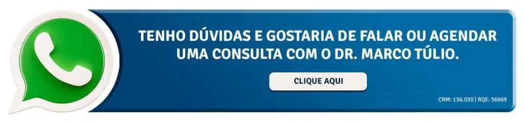 Ciência que volta para o consultório. Banner de contato do Dr. Marco Túlio Cavalcanti com ícone do WhatsApp e chamada para esclarecer dúvidas ou agendar uma consulta médica.